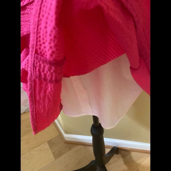 Lauren James raspberry coloured halter flared dress. Sash with bow tie. - Picture 14 of 14